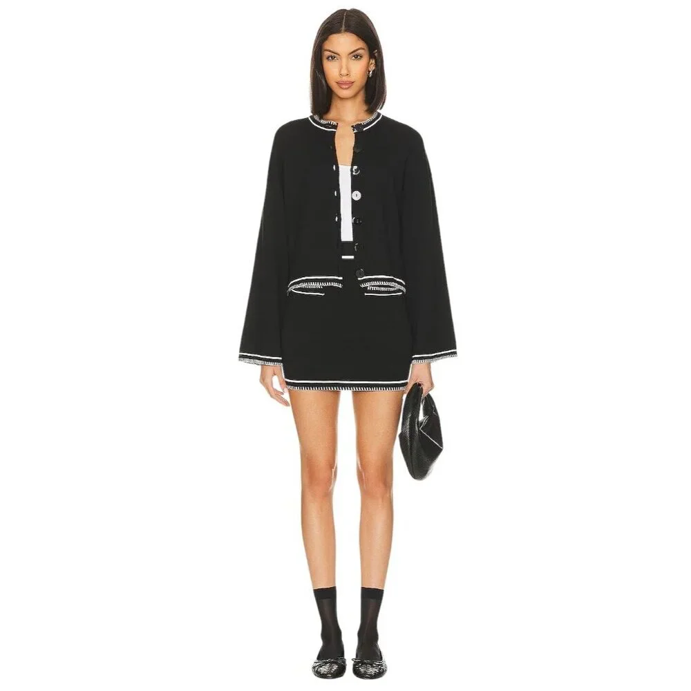 SNDYS Daphne Cardigan in Black Medium New Womens Knit Sweater Jacket